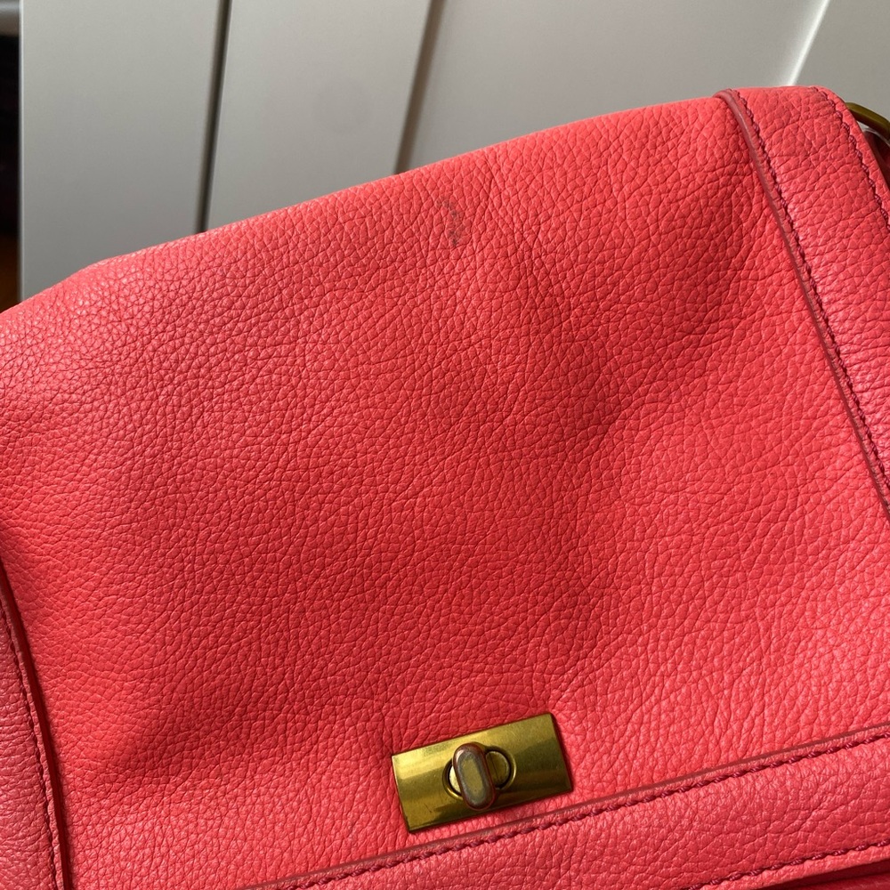 J. CREW HANDBAG TILLARY PURSE NEON CORAL LEATHER CROSSBODY - CLUTCH - Picture 10 of 10